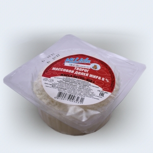 Cottage cheese 8% fat, packaged multilayer film-laminate